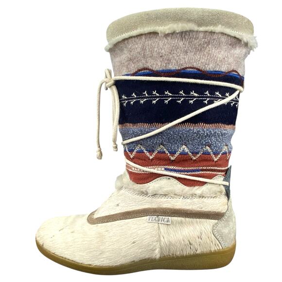 Vintage Tecnica Women’s Ivory Goat Fur Winter Boots Size 42 US 9.5 - Picture 3 of 10